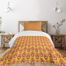 Aztec Culture Motifs on Yellow Bedspread Set