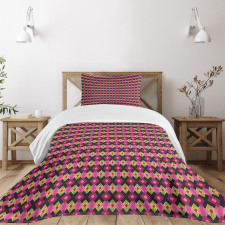 Bohemian Style Diamond Motifs Bedspread Set