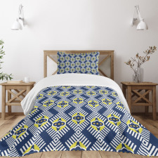 Abstract Florals and Zig Zag Bedspread Set