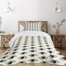 Pictogram Style Pattern Bedspread Set