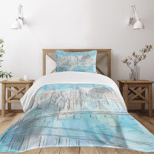 Abstract City Silhouette Bedspread Set