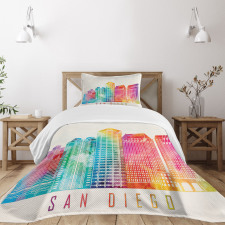 Watercolored Landmarks Bedspread Set