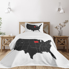 North America Map Design Bedspread Set
