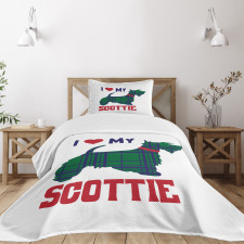 I Heart My Scottie Text Bedspread Set