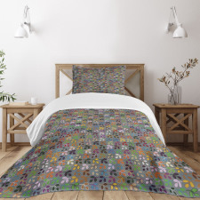 Colorful Graphic Foliage Bedspread Set