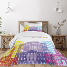 Colorful Urban City Sky Bedspread Set