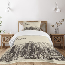 Denver City Skyline Sketch Bedspread Set