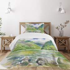 Summer River with Trees Bedspread Set