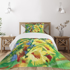 Watercolor Flower Field Bedspread Set