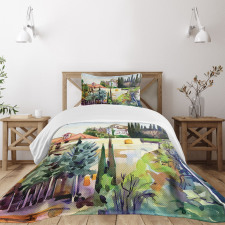 Tuscany Village Scenery Bedspread Set