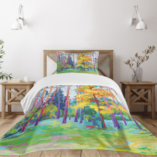 Spring Forest Painting Bedspread Set
