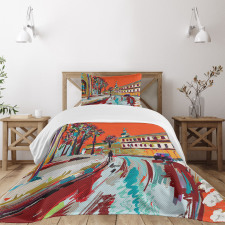 Historical Town Painting Bedspread Set