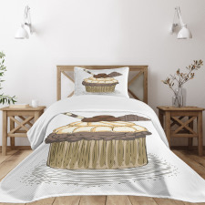 Hand Drawn Chocolate Cake Bedspread Set