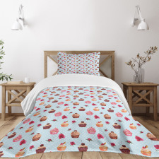 Valentines Lovers Muffins Bedspread Set