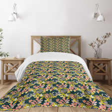 Abstract Soft Spring Foliage Bedspread Set