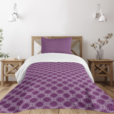 Floral Tiles Purple Tones Bedspread Set