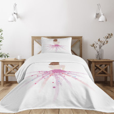 Glamour Model in Pink Dress Bedspread Set