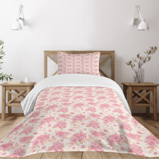 Pinkish Watercolor Flowers Bedspread Set