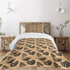 Monstera Plants on Stripes Bedspread Set