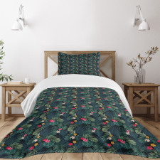 Realistic Rainforest Flora Bedspread Set