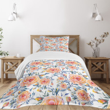 Blossoms with Aquarelle Effect Bedspread Set