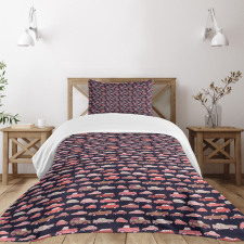 Automobiles in Pinkish Tones Bedspread Set