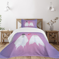 Funny Bride and Groom Couple Bedspread Set