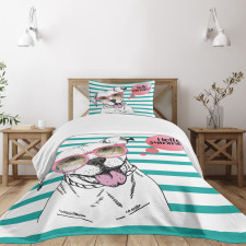 English Pitbull Sunglassess Bedspread Set