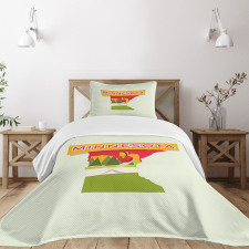 Colorful Doodle State Map Bedspread Set