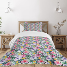 Tropic Hibiscus Plumeria Bedspread Set