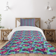 Forest Leaves on Aqua Shade Bedspread Set