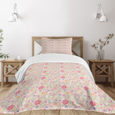Delicate Spring Garden Peony Bedspread Set