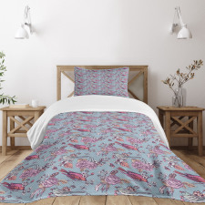 Perching Birds and Flowers Bedspread Set