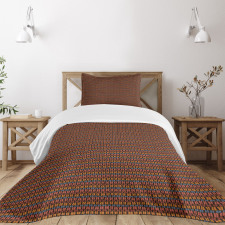 Brown Toned Geometric Tile Bedspread Set