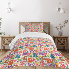 Capital Letters Doodles Bedspread Set