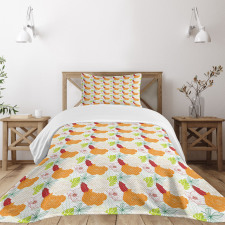 Rose Hibiscus Dahlia Bloom Bedspread Set