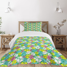 Grunge Summer Flowers Bedspread Set