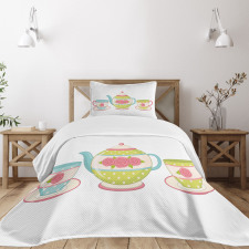 Classic Porcelain Floral Teapot Bedspread Set