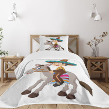 Mexican Man with Sombrero Bedspread Set