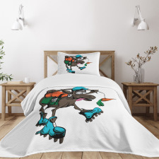 Funny Animal Chasing Carrot Bedspread Set