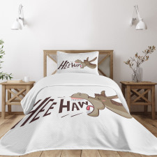 Cartoon Funny Braying Animal Bedspread Set