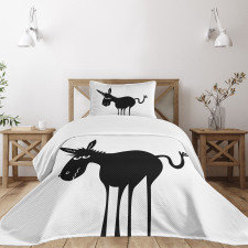 Black Fun Mascot Silhouette Bedspread Set