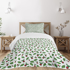 Leaves with Berry Fruits Bedspread Set