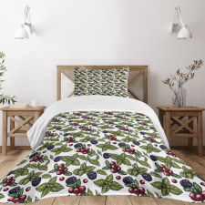 Berry Mint Leaf Herbs Bedspread Set