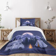 Family Adventure Camping Forest Bedspread Set