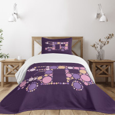 Pointillism Artwork Retro Van Bedspread Set