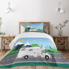 Truck Driving on Countryside Bedspread Set