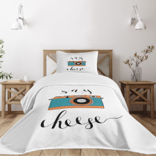 Say Cheese Lettering Photo Bedspread Set