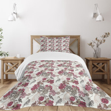 Flower Bouquet Pansy Rose Bedspread Set