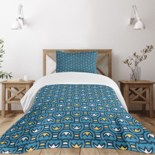 Geometric Floral Motifs Bedspread Set